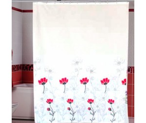 Шторы для ванной комнаты MIRANDA 180х200см BODRUM, полиэстер, белая с розовыми цветами