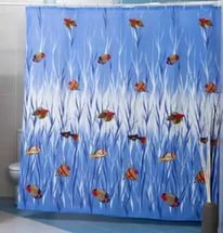 Шторы для ванной комнаты MIRANDA 180х200см TROPICAL FISH, полиэстер, голубой