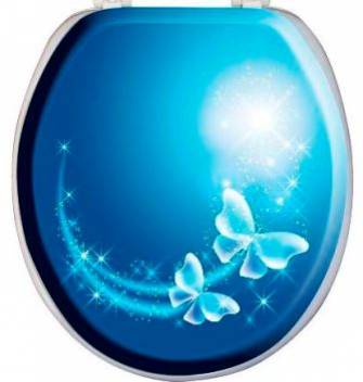 Крышка для унитаза AQUA-Prime DIGITAL 6042 (Турция) голубая с белыми бабочками