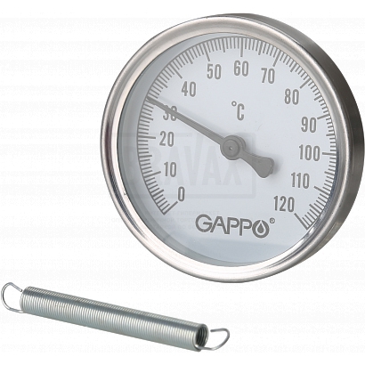 Термометр биметаллический накладной с пружиной 1&quot;-2&quot; x 0-120C G1475.5