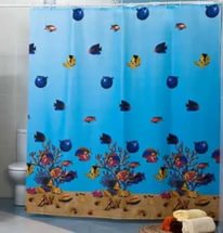 Шторы для ванной комнаты MIRANDA 180х200см RED SEA, полиэстер, голубой