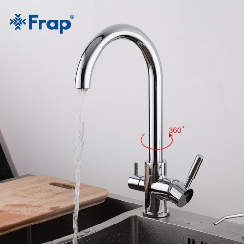 Смеситель для кухни FRAP 4352 с подключ.фильтра питьевой воды d40, отдельн.переключат. ХРОМ