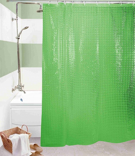 Шторы для ванны 3D 180х180 см (зеленый) Арт. 950 А1