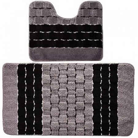 Комплект ковриков для в/к BANYOLIN SILVER из 2 шт 50х80/50х40см 11мм (черный)