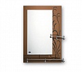 Зеркало Frap F685 прямоугольник, 2 полочки, коричневое обрамление 700х500 мм