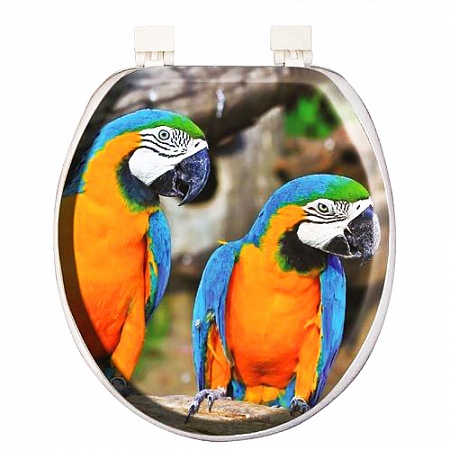 Крышка для унитаза AQUA-Prime DIGITAL 3013 (Турция) оранжевые попугаи