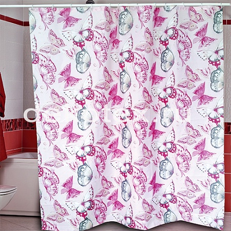 Шторы для ванной комнаты MIRANDA 180х200см SARE, полиэстер, розовый