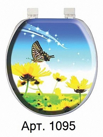 Крышка для унитаза AQUA-Prime DIGITAL 1095 (Турция) бабочка на желтых цветах