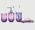 Набор аксессуаров для ванной комнаты (пластик фиолетовый) рифление внизу F303-3