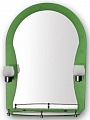 Зеркало Frap F652-46 прямоугольник, арочный верх, полочка, 2 светильника 700х500 мм зеленое