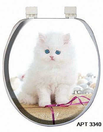 Крышка для унитаза AQUA-Prime DIGITAL 3340 (Турция) котенок белый