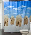 Шторы для ванн ПВХ 180х180 см Тайвань (1/24) Арт.634 медведи белые на голубом фоне