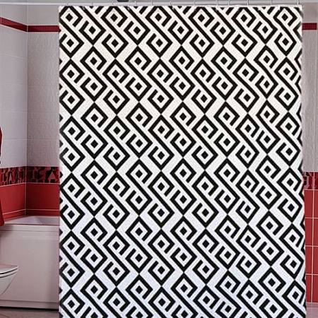 Шторы для ванной комнаты MIRANDA 180х200см ANTEP, полиэстер, черно-белая