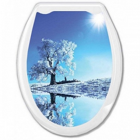 Крышка для унитаза AQUA-PRIME Фотопринт &quot;Белое дерево&quot; арт. 09.406-01